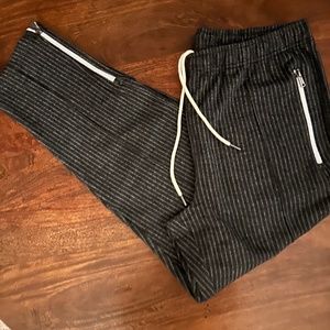 CHALK STRIPE PINTUCK PANT IN CHARCOAL